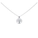 Silver Tree of Life Cubic Zirconia Pendant And Chain 18"