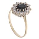 9ct Yellow Gold Sapphire and Cubic Zirconia Cluster Ring