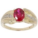 9ct Yellow Gold Created Ruby and 0.02ct Diamond Fancy Ring