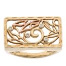 9ct Yellow and Rose Gold 0.05ct Diamond Clogau Tylwyth Mother Of Pearl Ring