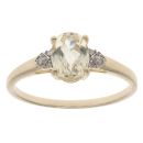 9ct Yellow Gold 0.05ct Diamond And Spodumene Solitaire Ring