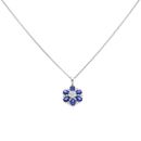 18ct White Gold 0.15ct Diamond And Sapphire Cluster Pendant And Chain 18"