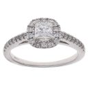 18ct White Gold 0.55ct Princess And Brilliant Cut Diamond Cluster Ring