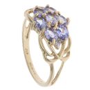 9ct Yellow Gold Tanzanite and 0.02ct Diamond Cluster Ring