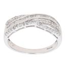 9ct White Gold 0.33ct Brilliant And Baguette Cut Diamond Crossover Ring