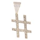 9ct Yellow Gold Cubic Zirconia Hashtag Pendant