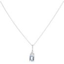 18ct White Gold 0.10ct Diamond And Aquamarine Pendant And Chain 18"