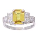 Platinum 2.50ct Yellow Sapphire and 0.60ct Diamond Dress Ring