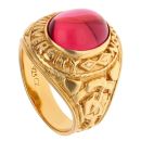 Silver Gold Plated Red Gemstone College Ring