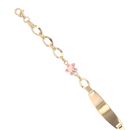 Children's 14ct Yellow Gold Pink And White Flower ID Bracelet 6"