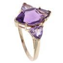 9ct Yellow Gold Amethyst Three Stone Ring