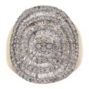 9ct Yellow Gold 1.75ct Brilliant And Baguette Cut Diamond Swirl Cluster Ring