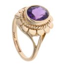 9ct Yellow Gold Amethyst Flower Single Stone Ring