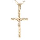 9ct Yellow Gold Twist Crucifix Pendant And Chain 24"