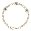 9ct Yellow Gold 0.15ct Diamond and Sapphire Cluster Bracelet 7.5"