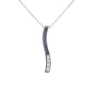 9ct White Gold Cubic Zirconia Wave Pendant and Curb Chain 18"