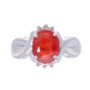 18ct White Gold 0.05ct Diamond Orange Gem Stone Set Ring