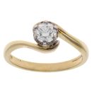 18ct Yellow Gold 0.50ct Brilliant Cut Diamond Twist Solitaire Ring