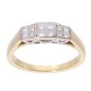 18ct Yellow Gold 0.33ct Princess Cut Diamond Triple Cluster Ring