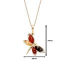 18ct Yellow ﻿Gold on Sterling Silver Baltic Amber Dragonfly Pendant Necklace