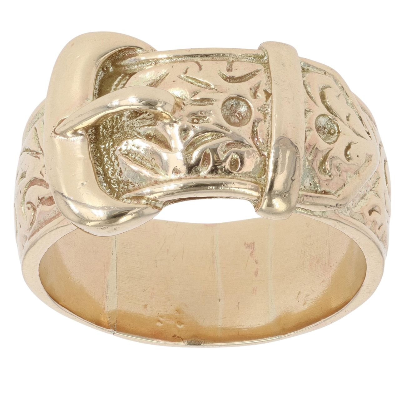 9ct Yellow Gold Patterned Buckle Ring