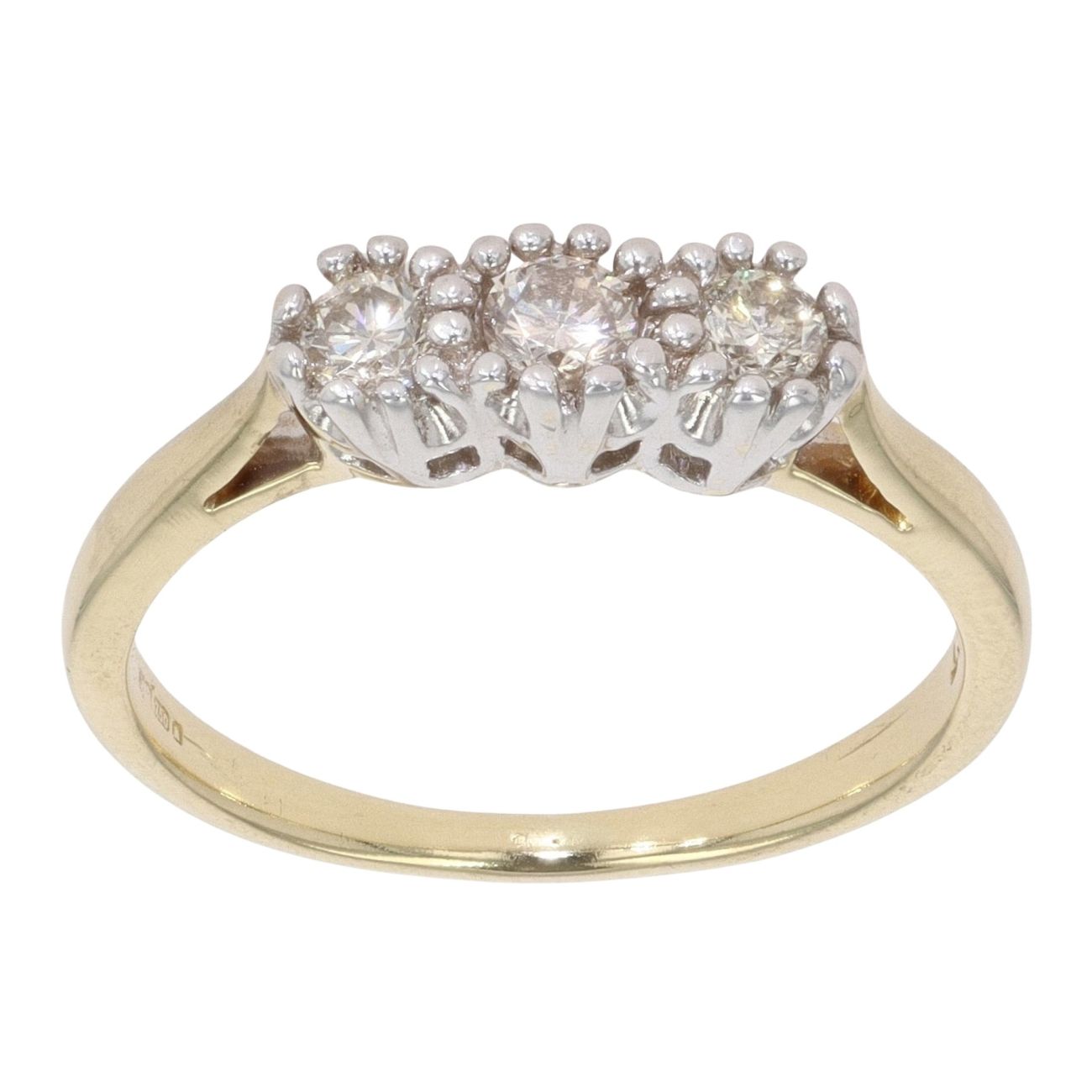 18ct Yellow Gold 0.25ct Diamond Trilogy Ring