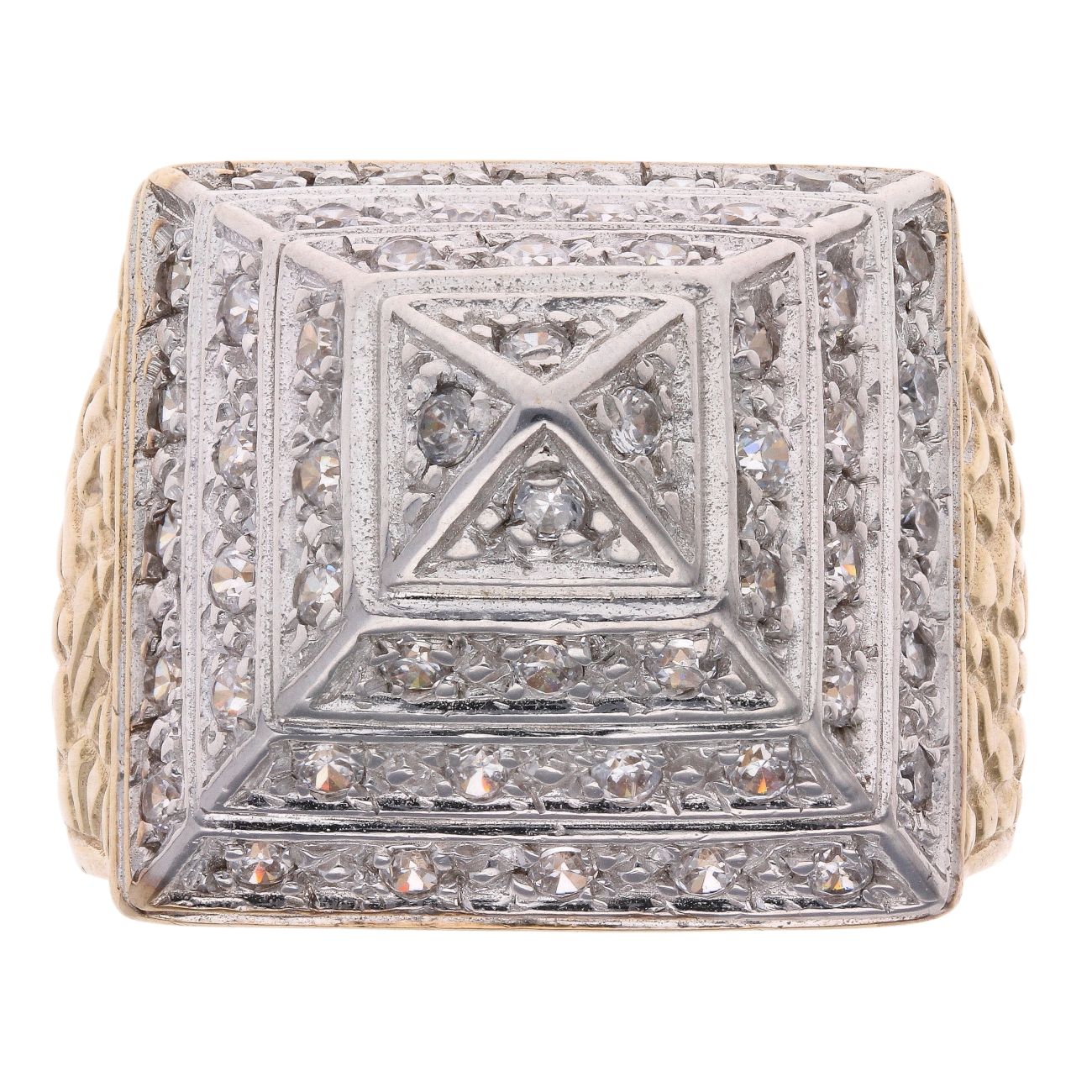 9ct Yellow Gold Cubic Zirconia Pyramid Ring