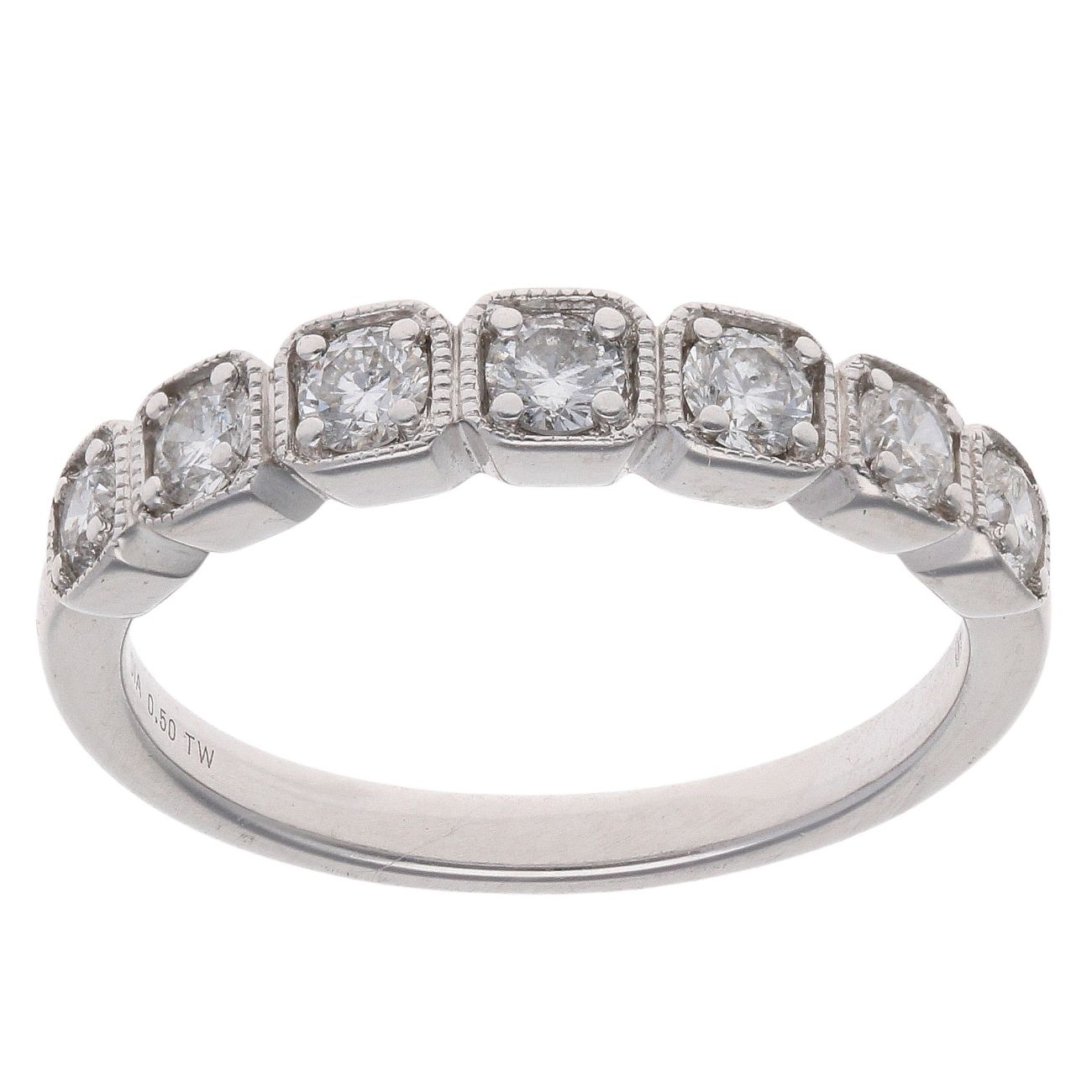 9ct White Gold 0.50ct Brilliant Cut Diamond Half Eternity Ring