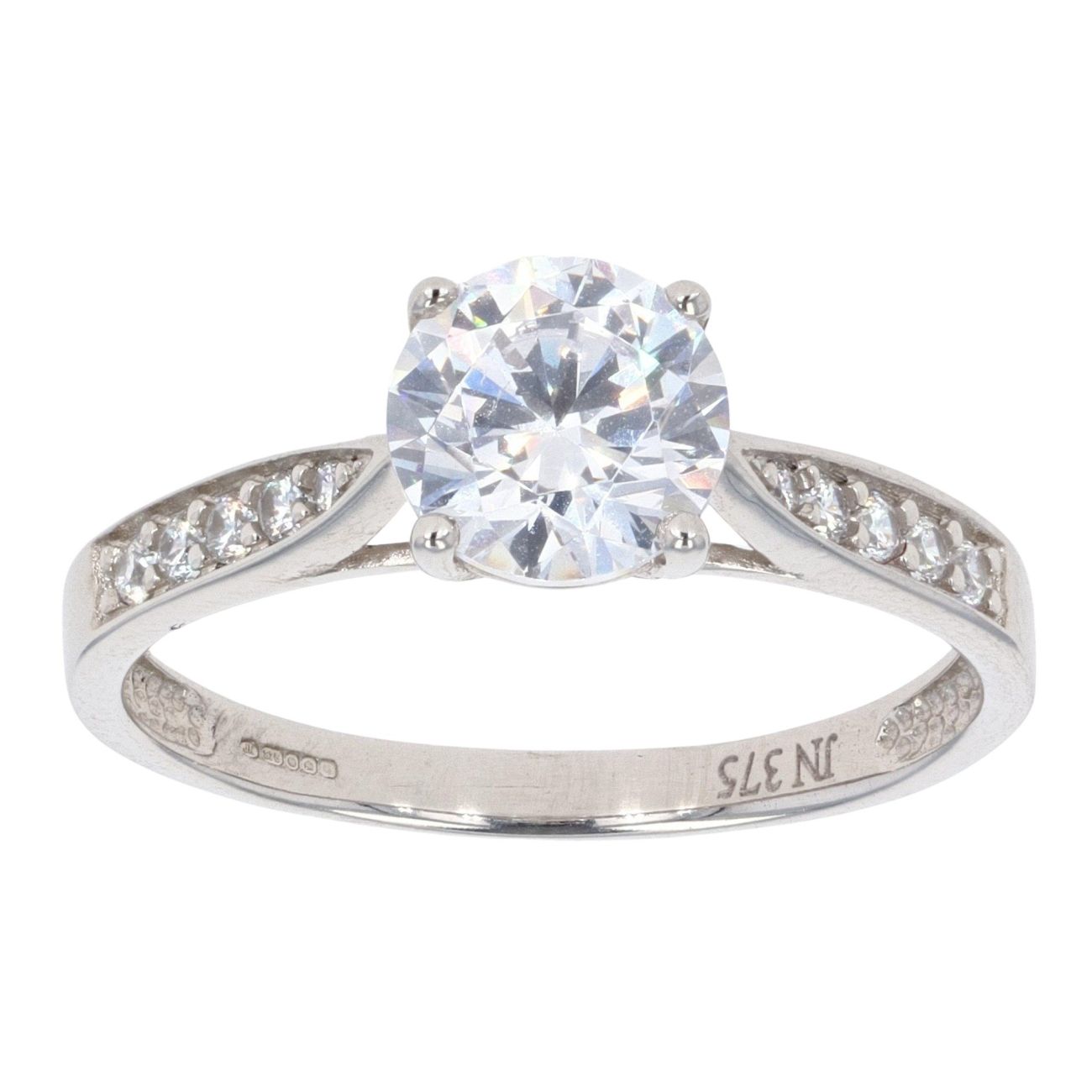 9ct White Gold Cubic Zirconia Solitaire Ring