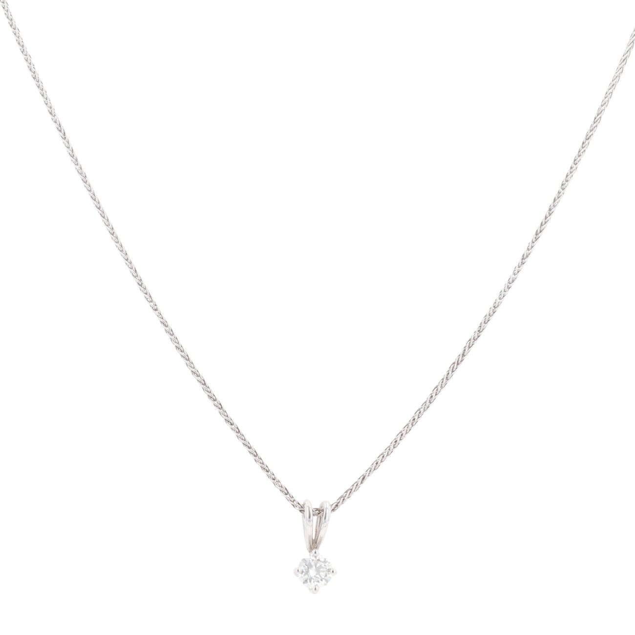 18ct White Gold 0.33ct Brilliant Cut Diamond Solitaire Pendant And Chain 16"