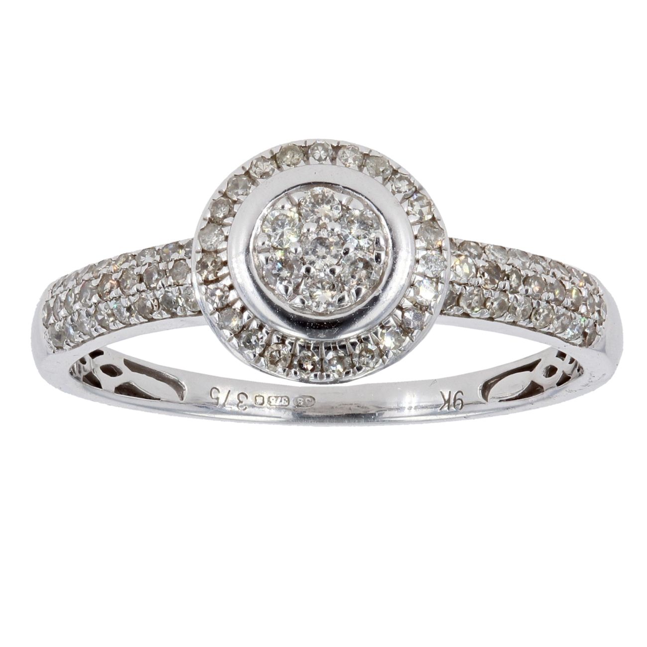 9ct White Gold 0.47cts Diamond Cluster Ring by Anya Belle