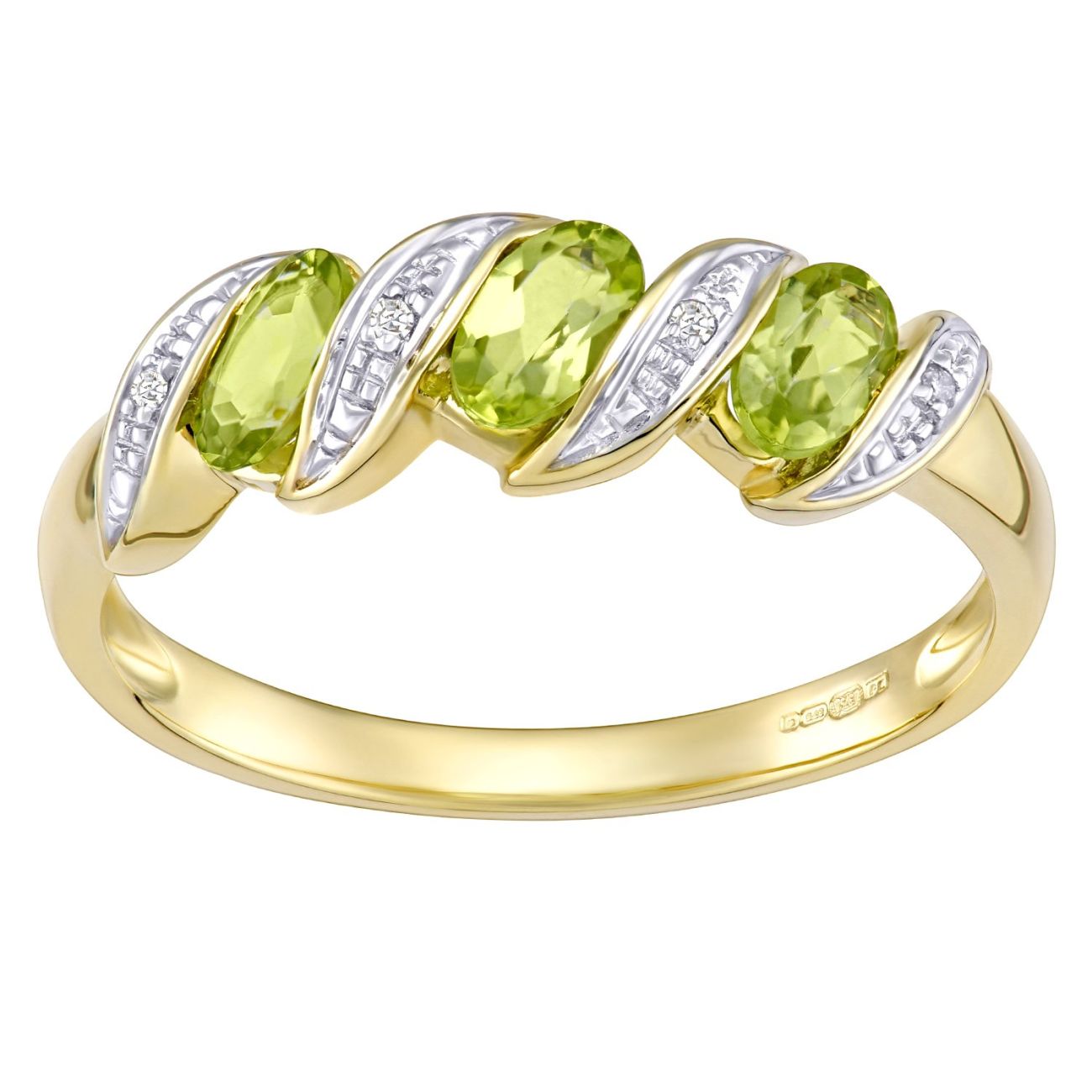 9ct Yellow Gold Diamond and Peridot Dress Ring