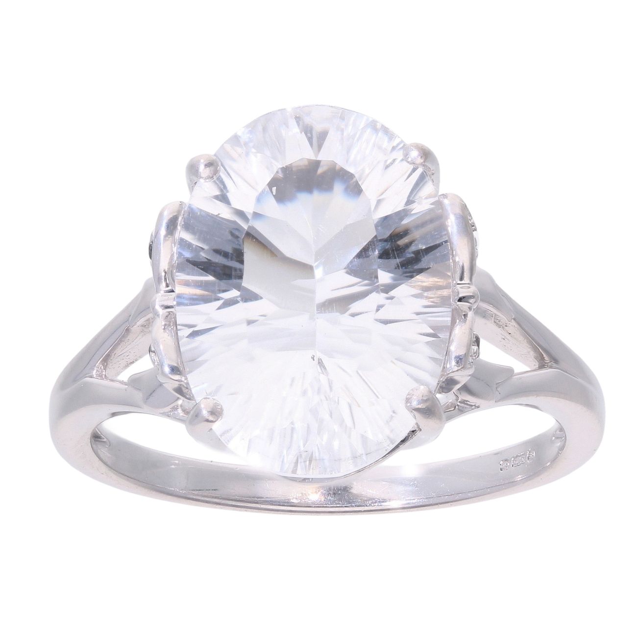 9ct White Gold White Quartz Single Stone Ring