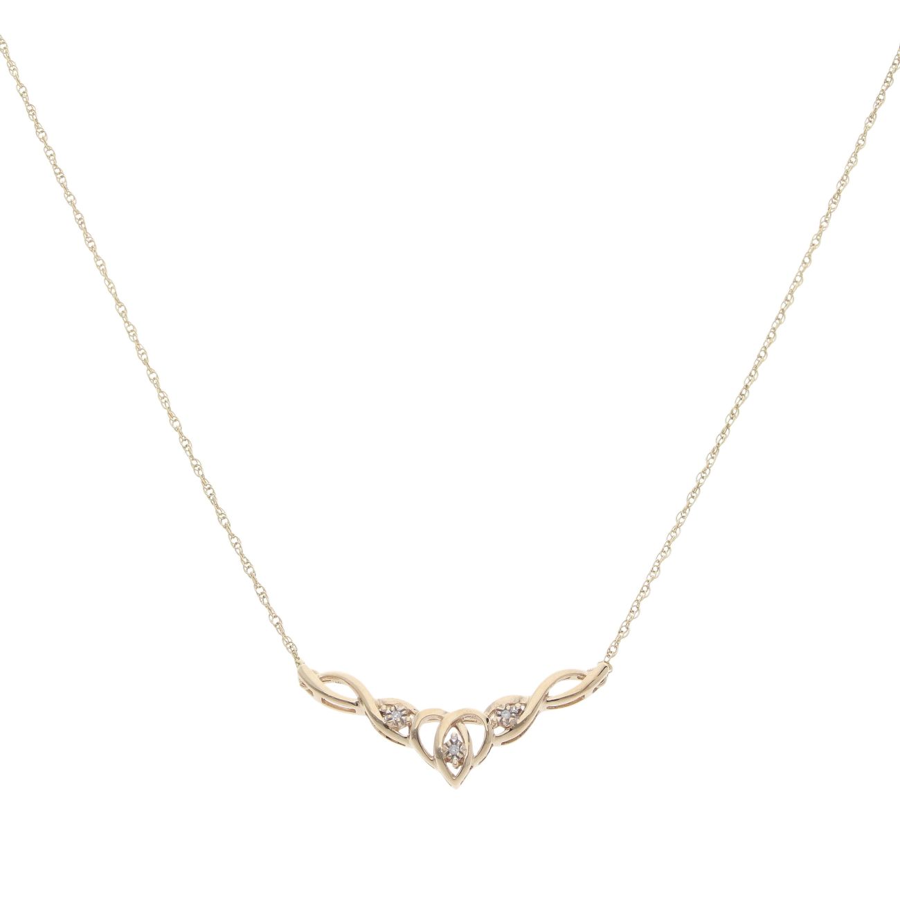 9ct Yellow Gold 0.02ct Diamond Pendant And Chain 18"