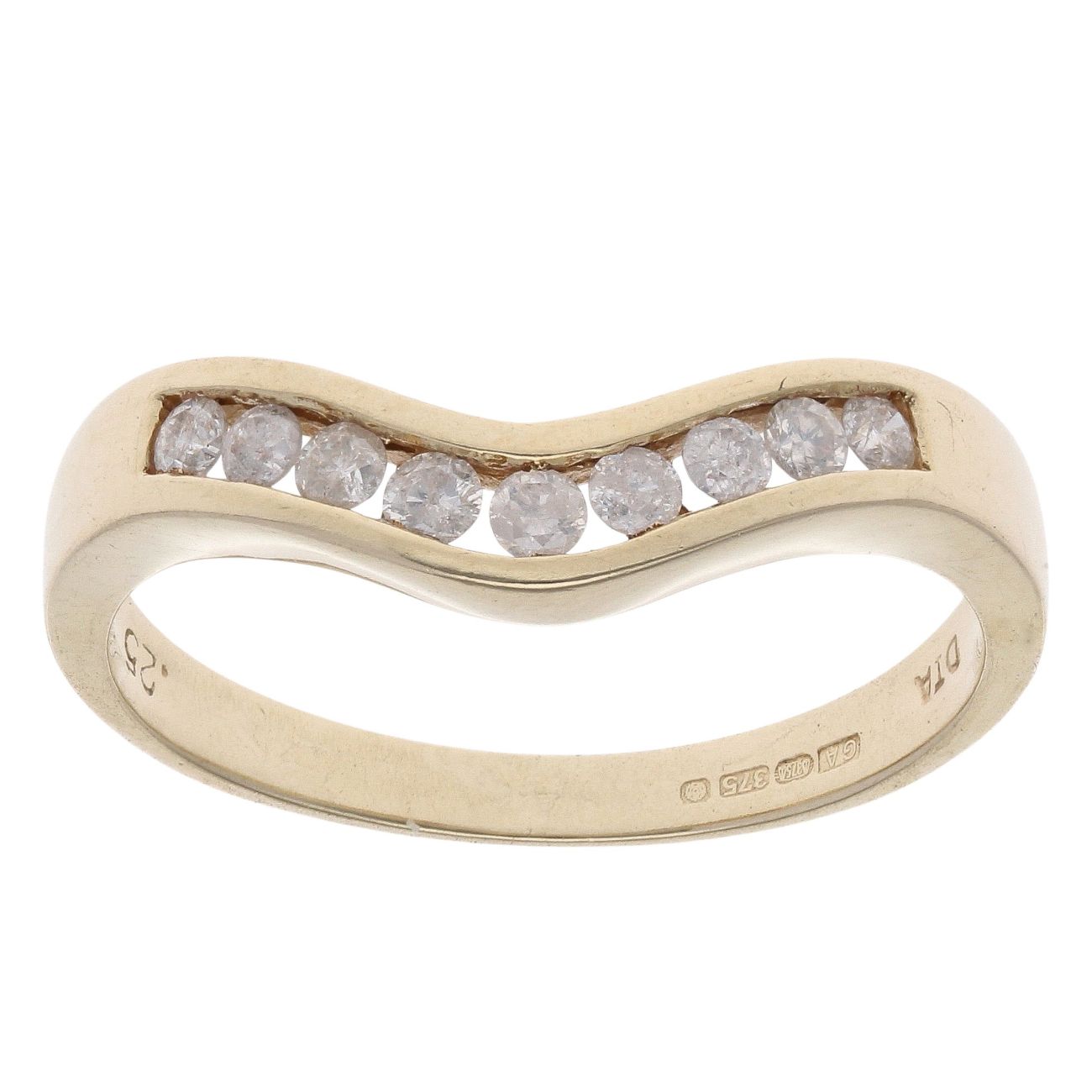 9ct Yellow Gold 0.25ct Brilliant Cut Diamond Wishbone Ring