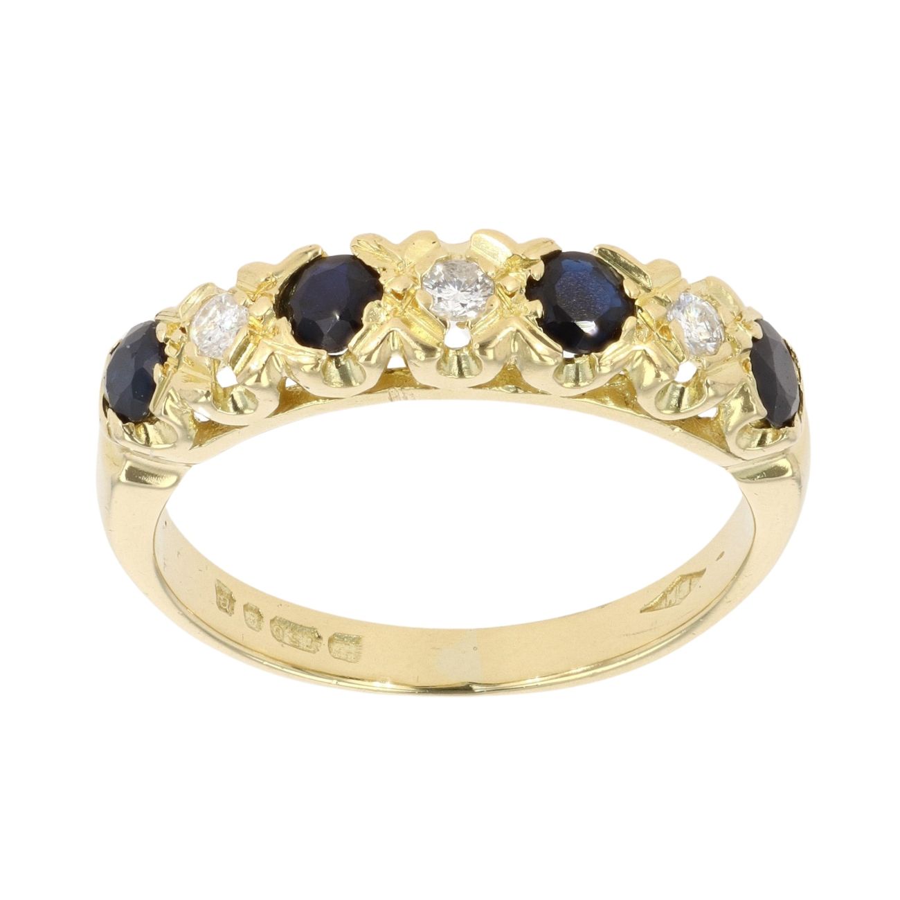 18ct Yellow Gold 0.10ct Diamond And Sapphire Ring