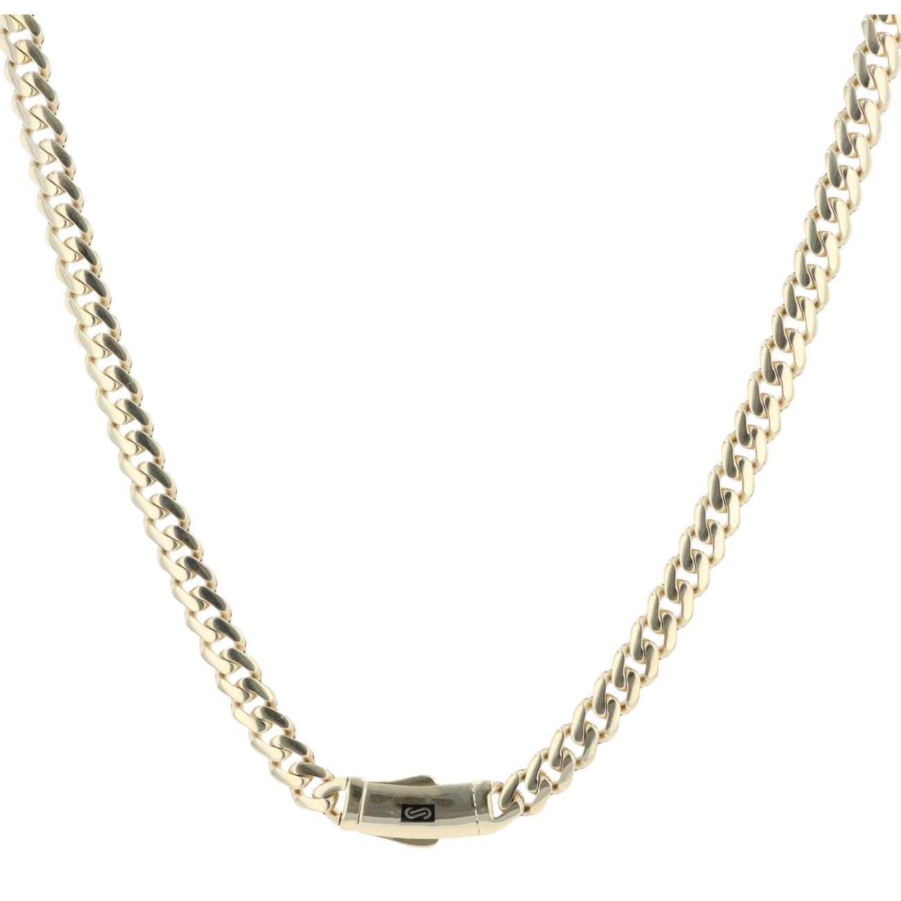 14ct Yellow Gold Monaco Curb Classic Plain Lock Chain 18"