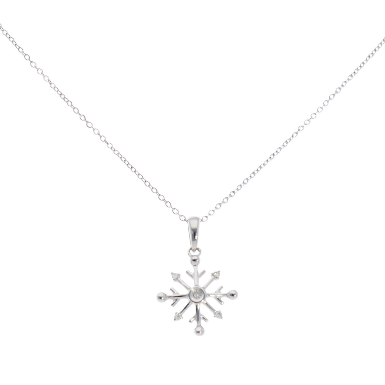 9ct White Gold Snowflake Pendant And Chain