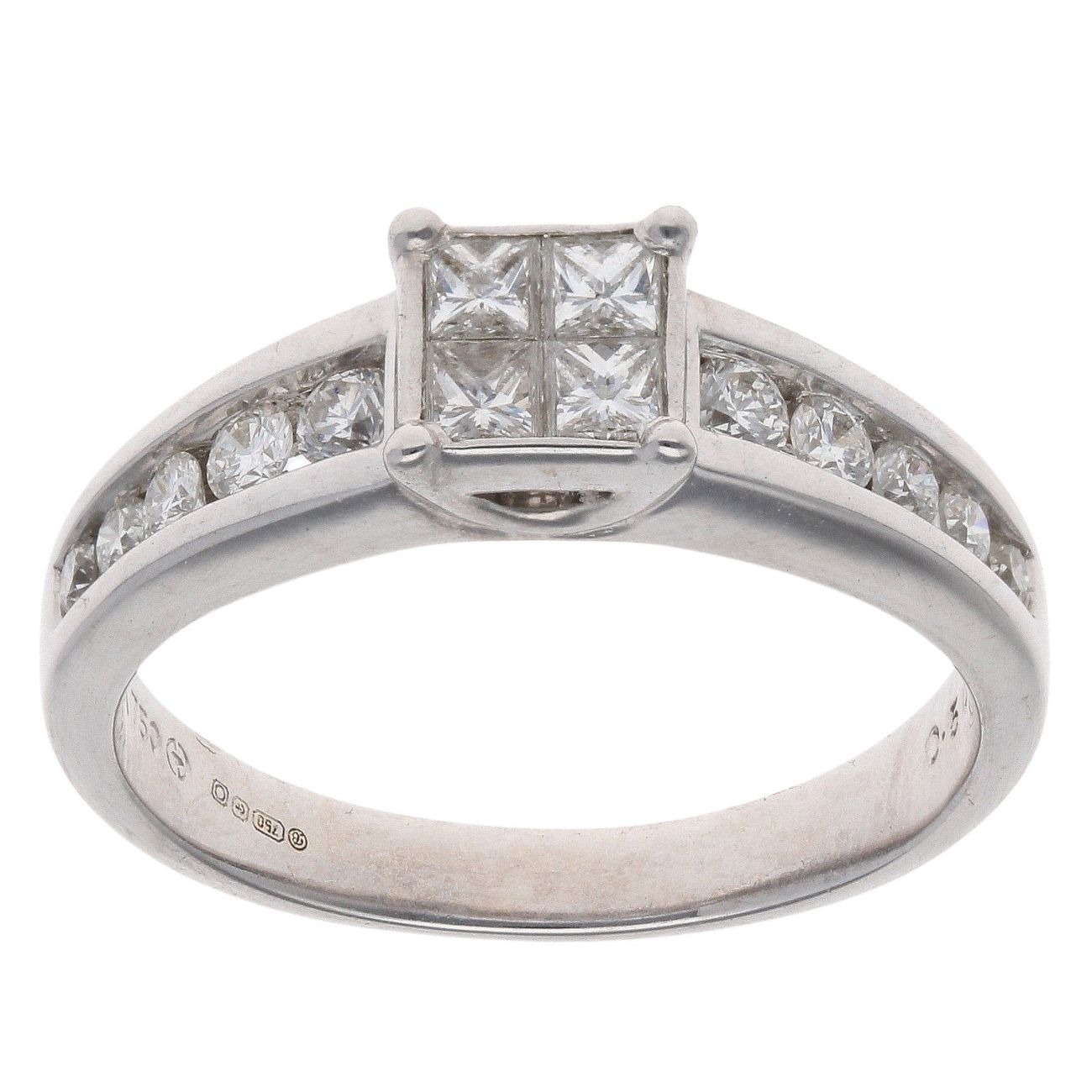 18ct White Gold 0.56ct Diamond Cluster Ring