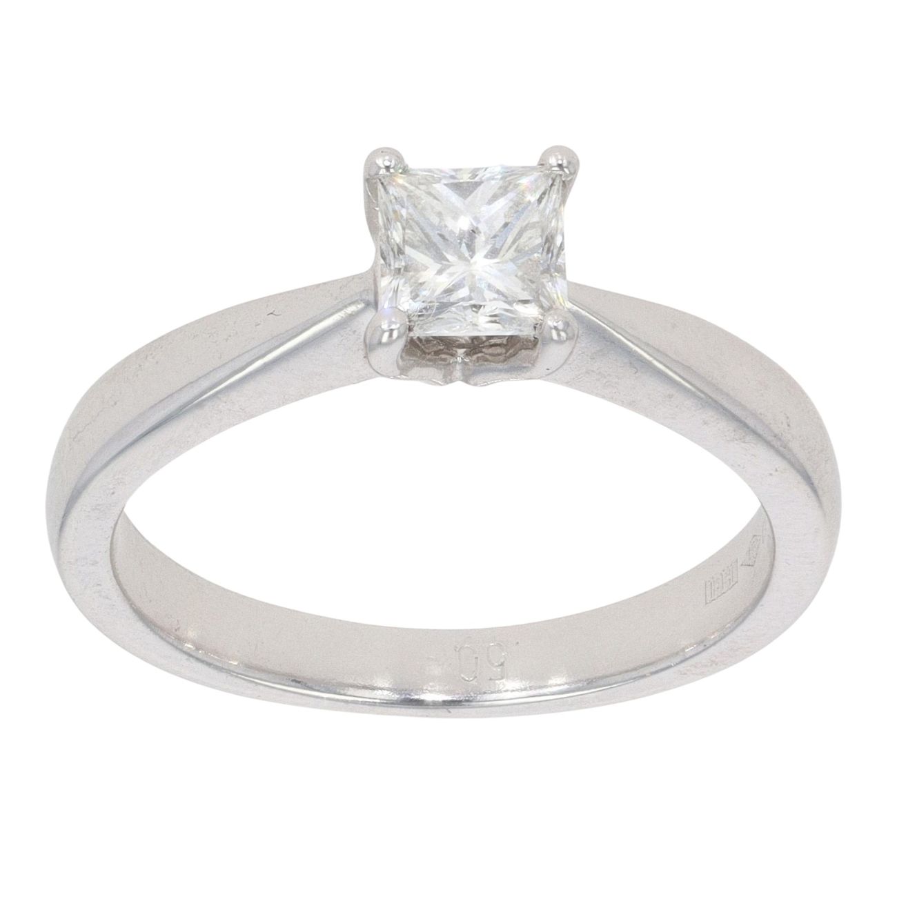 Platinum 0.50ct Princess Cut Diamond Solitaire Ring