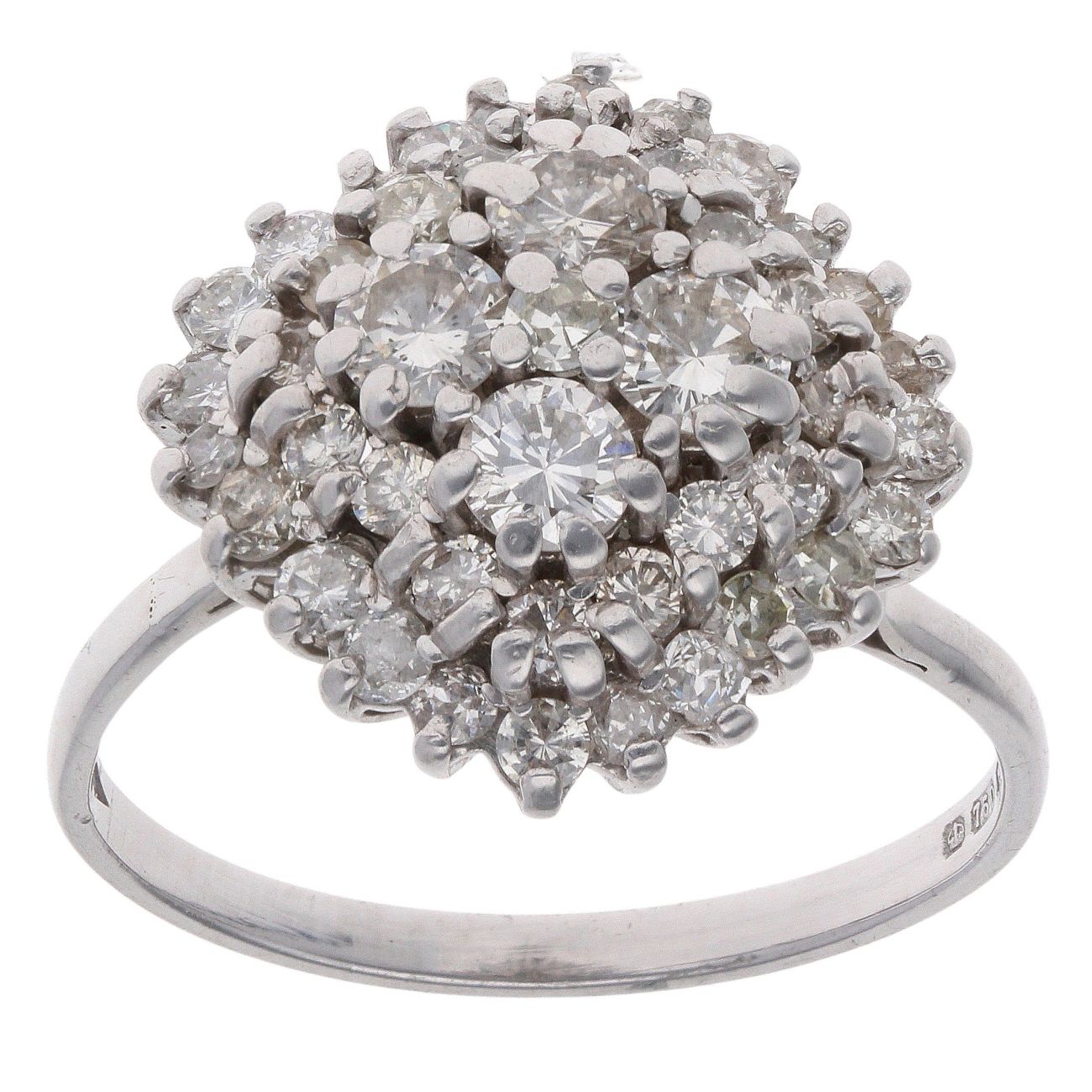18ct White Gold 1.75ct Brilliant Cut Diamond Cluster Ring