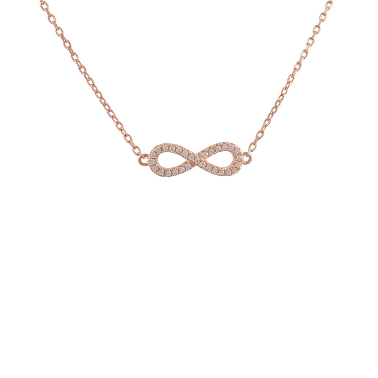 Rose Gold Plated Sterling Silver Infinity Cubic Zirconia Chain Bracelet