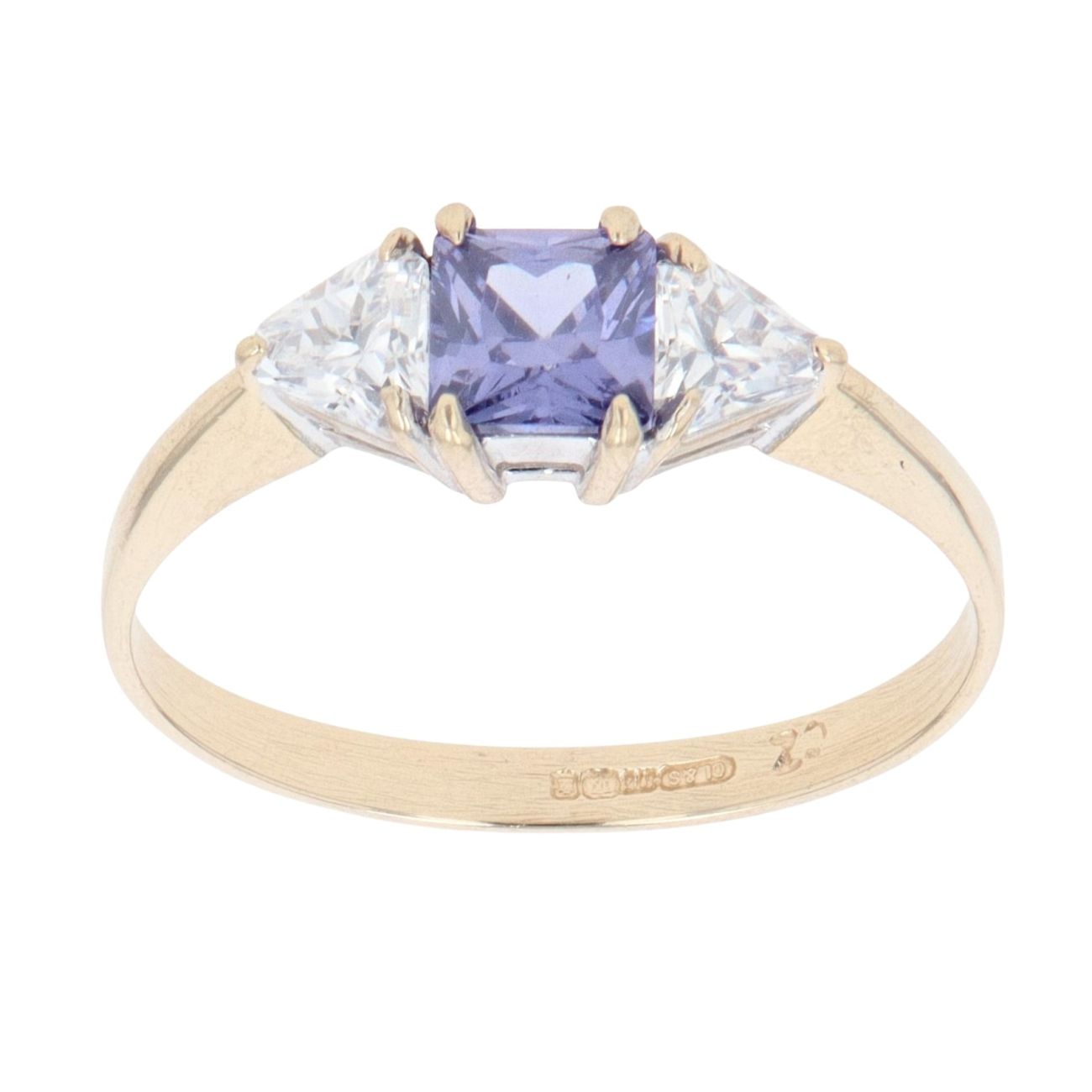 9ct Yellow Gold Purple and White Cubic Zirconia Ring