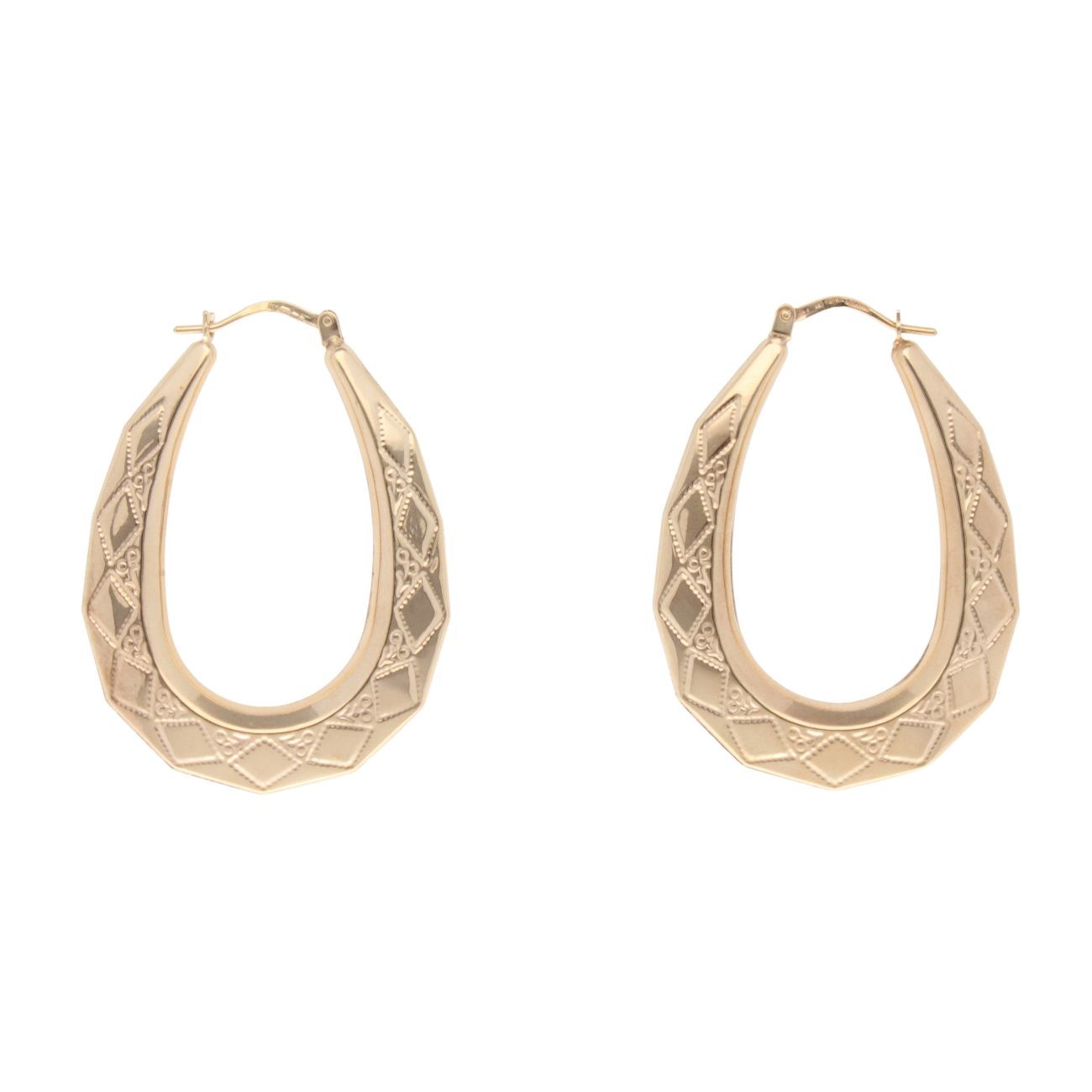 9ct Yellow Gold Diamond Cut Creole Earring