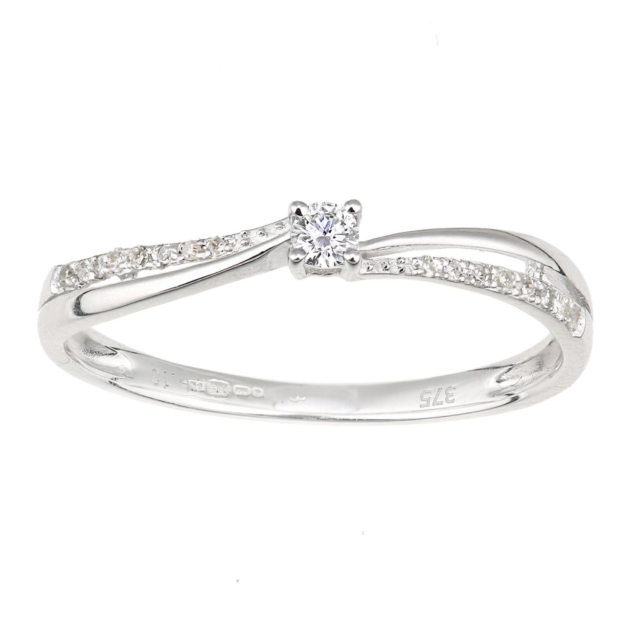 9ct White Gold Diamond Shoulders Engagement Ring