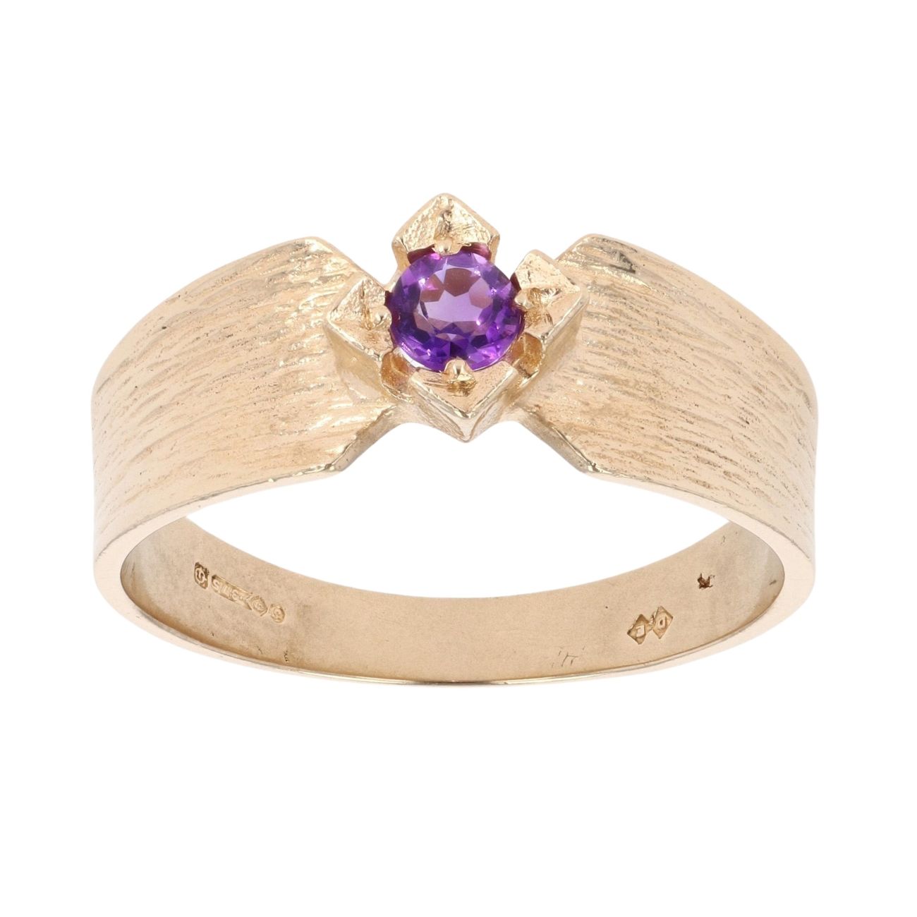 9ct Yellow Gold Single Stone Amethyst Ring