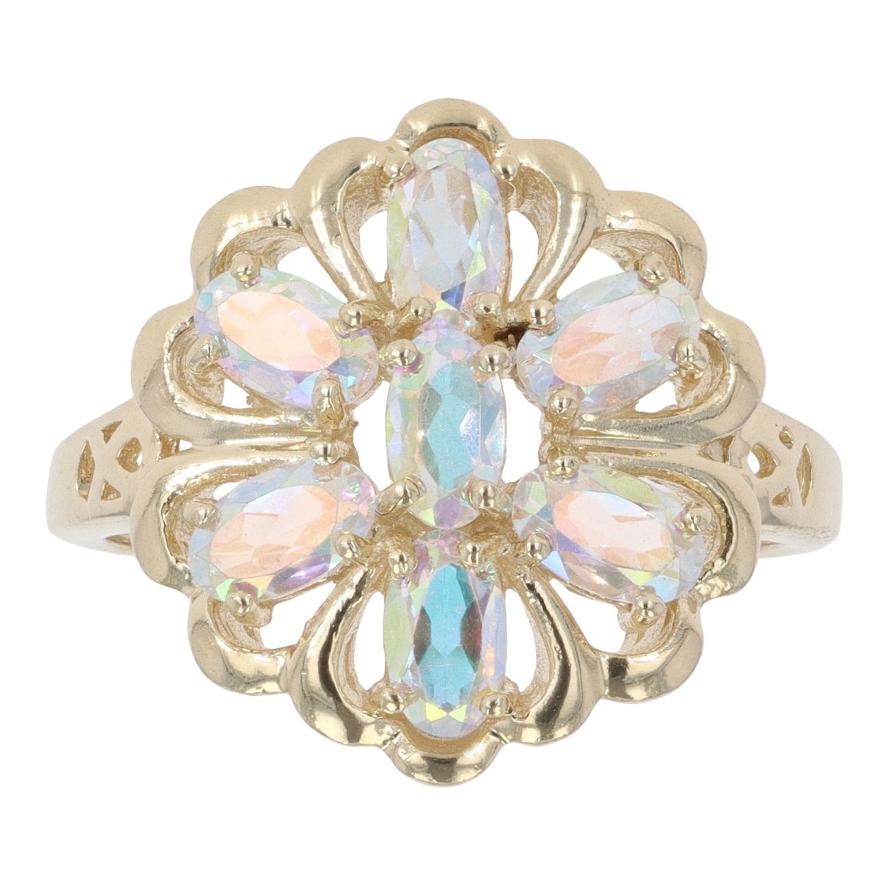 9ct Yellow Gold Coated Topaz Cluster Ring