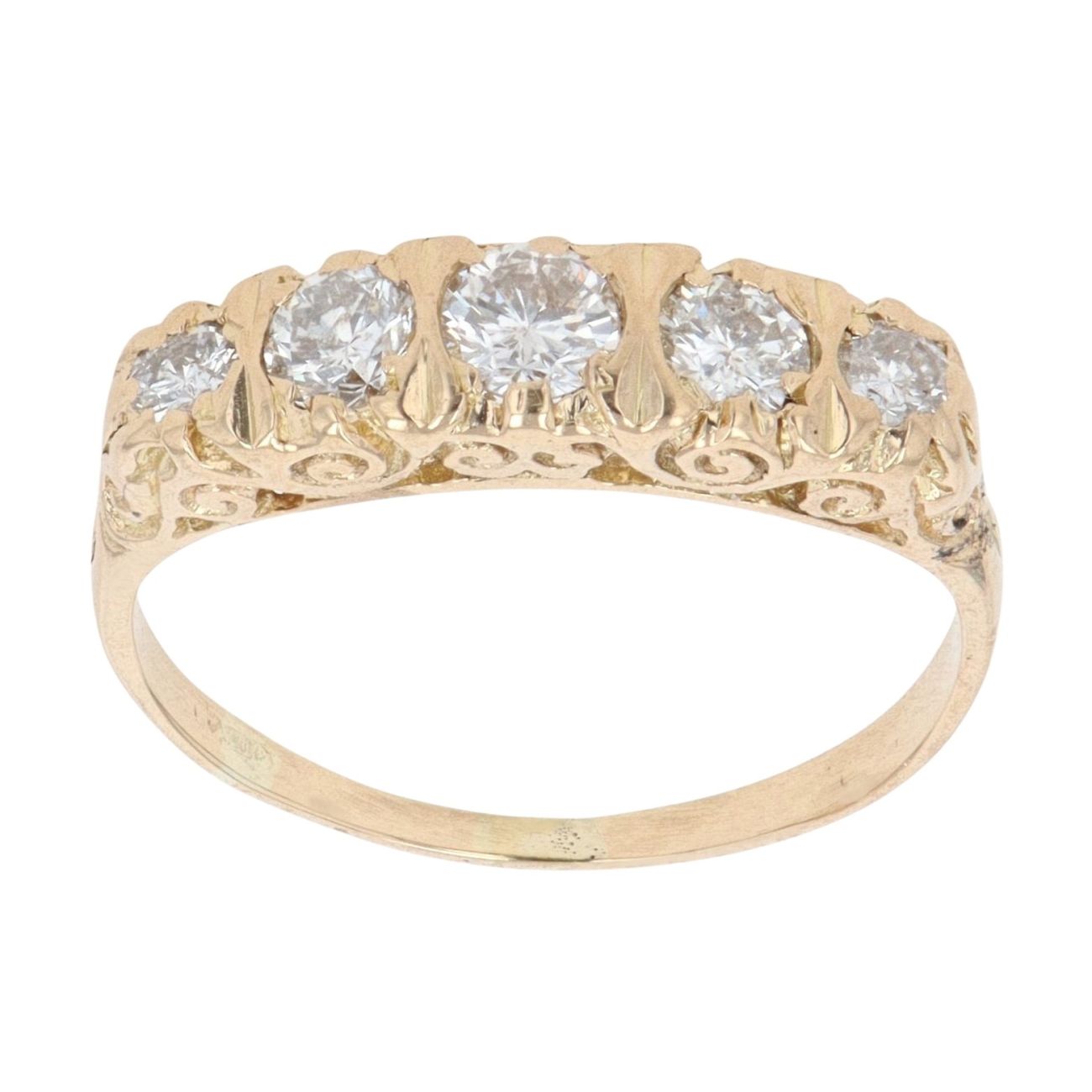 18ct Yellow Gold 0.75ct Brilliant Cut Diamond Five Stone Ring