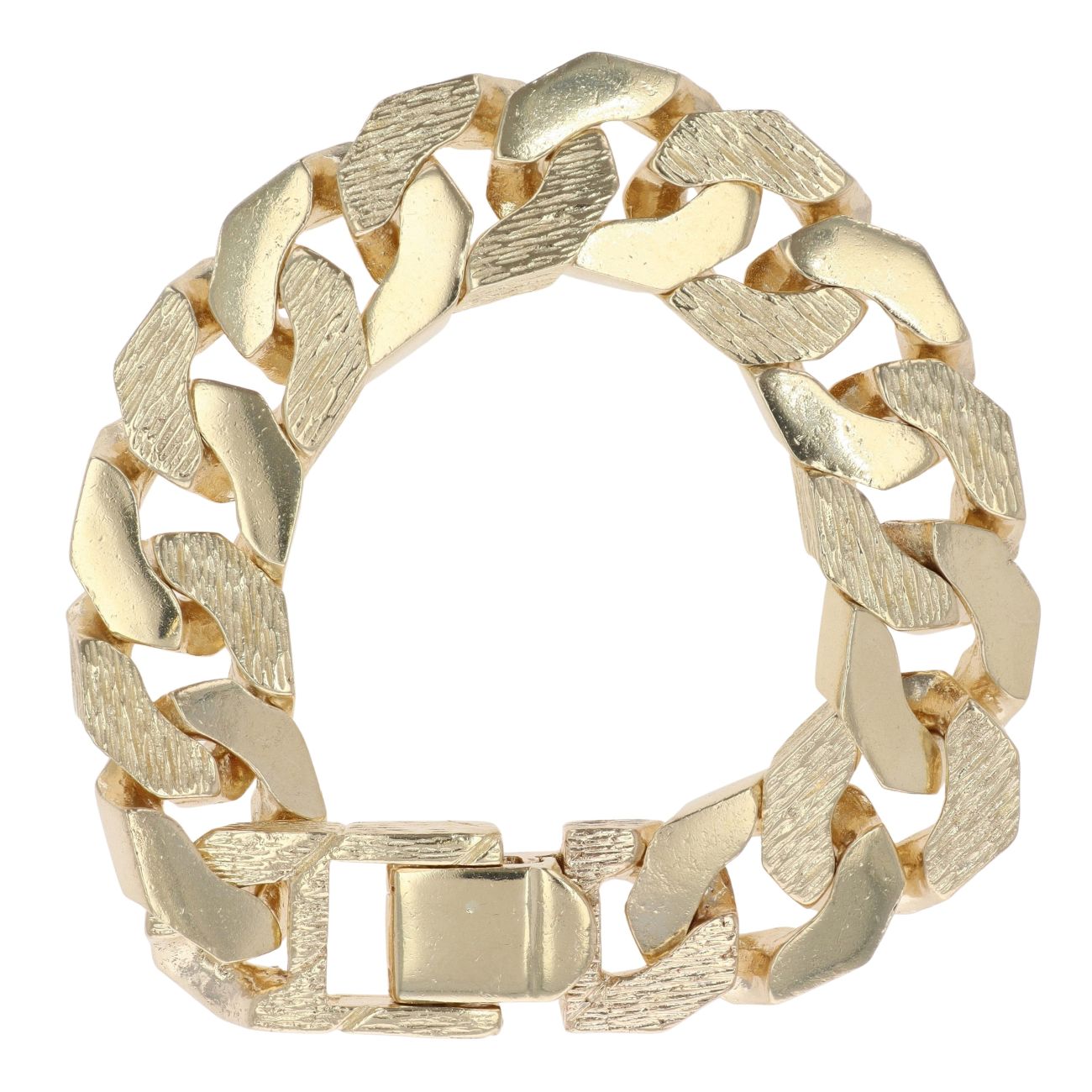 9ct Yellow Gold Bark Effect Curb Bracelet 8.5"