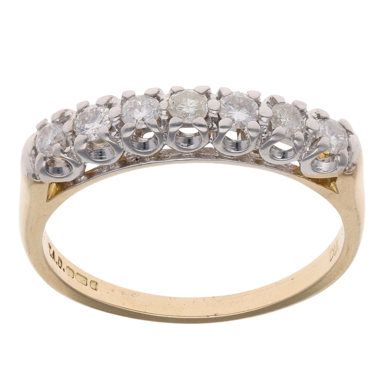 18ct Yellow Gold 0.33ct Brilliant Cut Diamond Half Eternity Ring